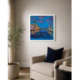 Electric Blue on the Clyde featuring Glasgow’s illuminated Clyde Arc over the River Clyde at night.