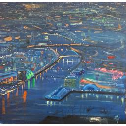 Glasgow After Dark, original oil painting by Michael Murphy Scottish Artist.