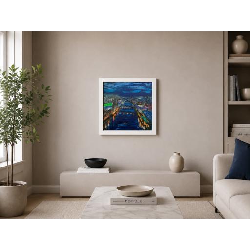 Electric Clyde Glasgow original oil painting in frame by Michael Murphy