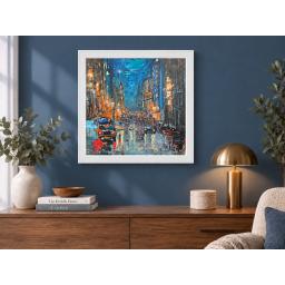 Moonlit Reflections, St Vincent Street by Michael Murphy, white framed