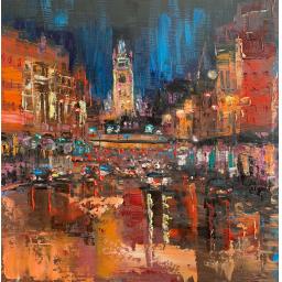 Glasgow University After Dark original oil painting 