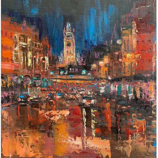 Glasgow University After Dark original oil painting 
